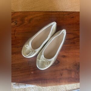 J Crew Crewcuts girls ballerina flat shoes, in gold